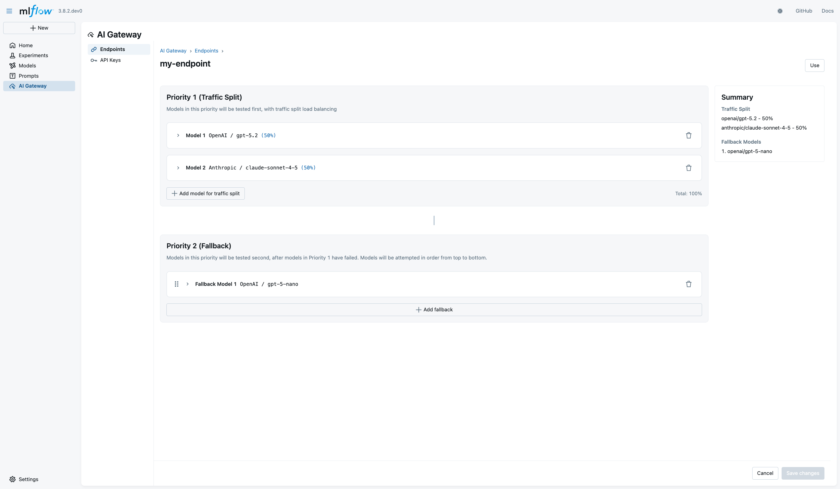 Traffic Split Configuration