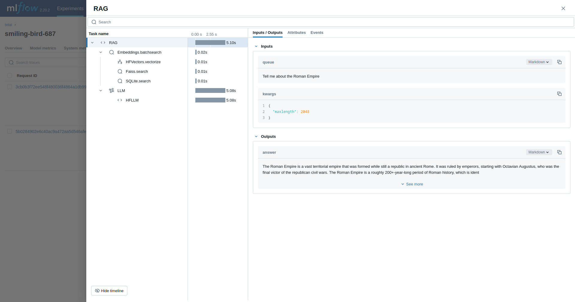txtai Tracing via autolog