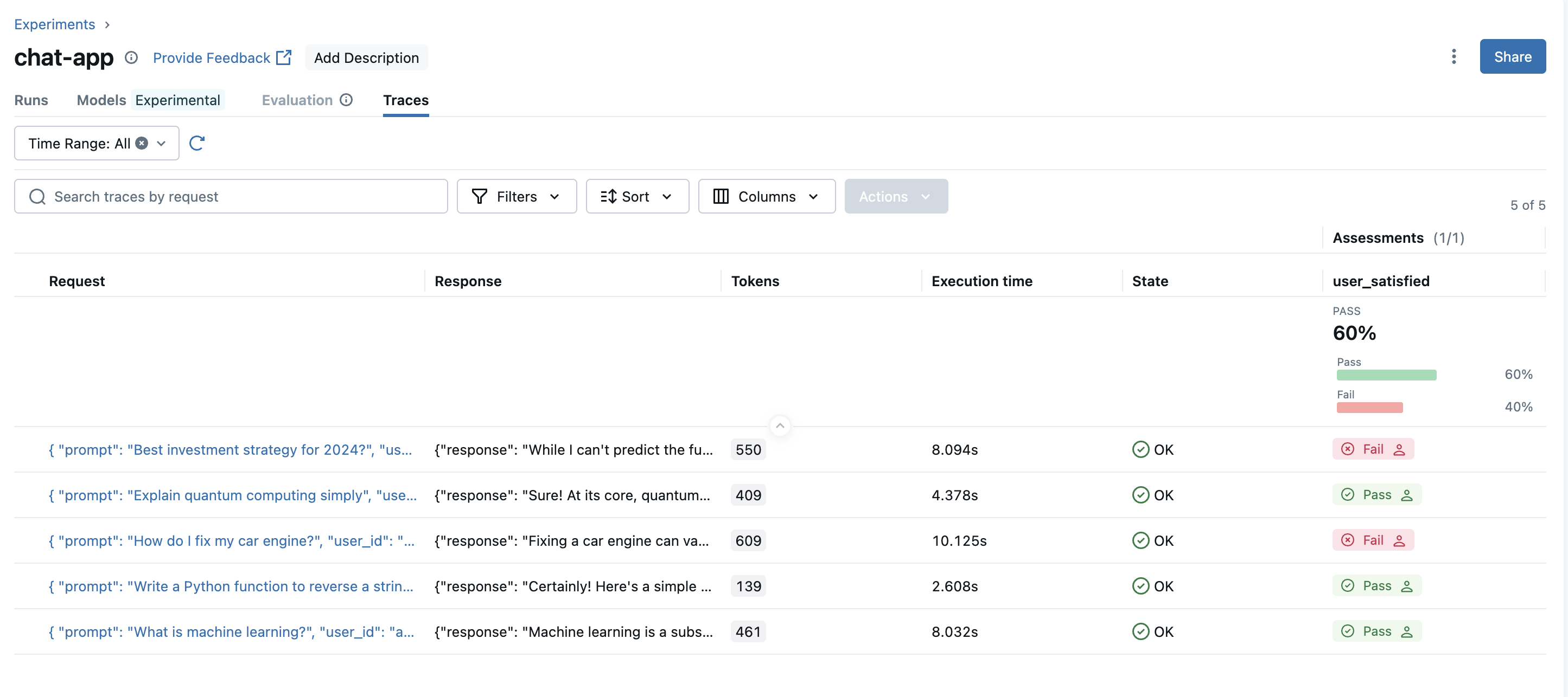 Annotate traces with feedback